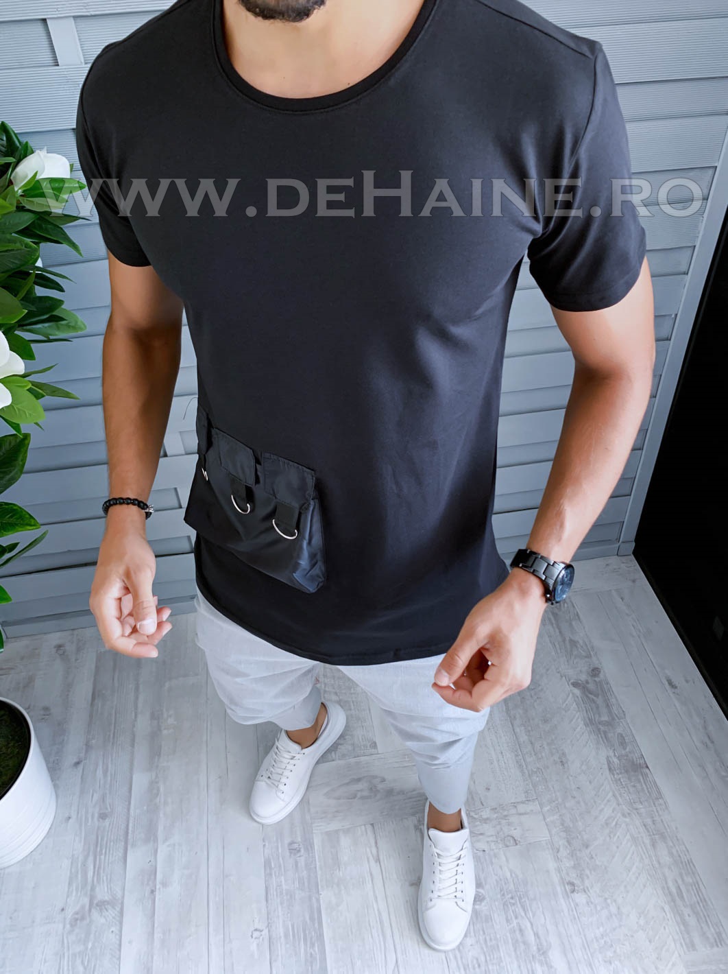 Tricou barbati negru slim fit vagabond b1949 p11-4*